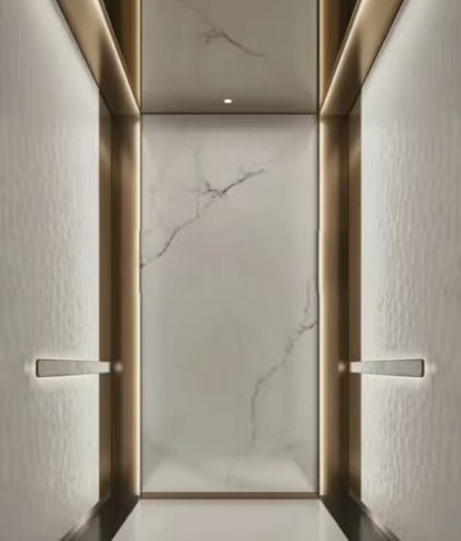 SCHNEIDER cabin with white stone rear wall and bronze frame reveals