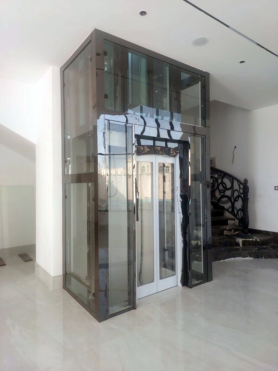 Panoramic lift shaft under installation
