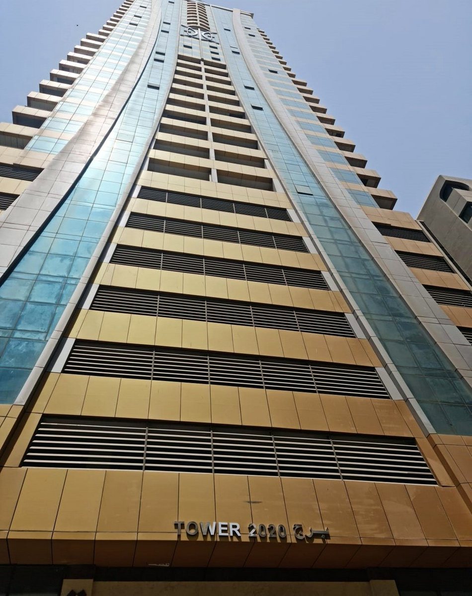 Tower 2000, Al Majaz, Sharjah — high-rise façade served by six Al Jar lifts
